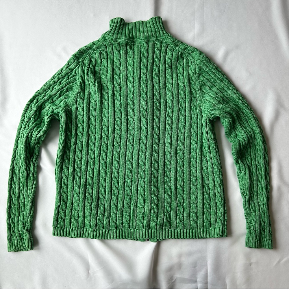 Women’s 100% Cotton Green Cable Knit Sweater - Picture 4 of 5